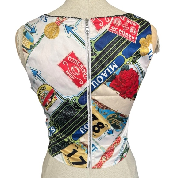 Miaou Campbell Satin Corset Top in Figaro Print Medium - Picture 9 of 14